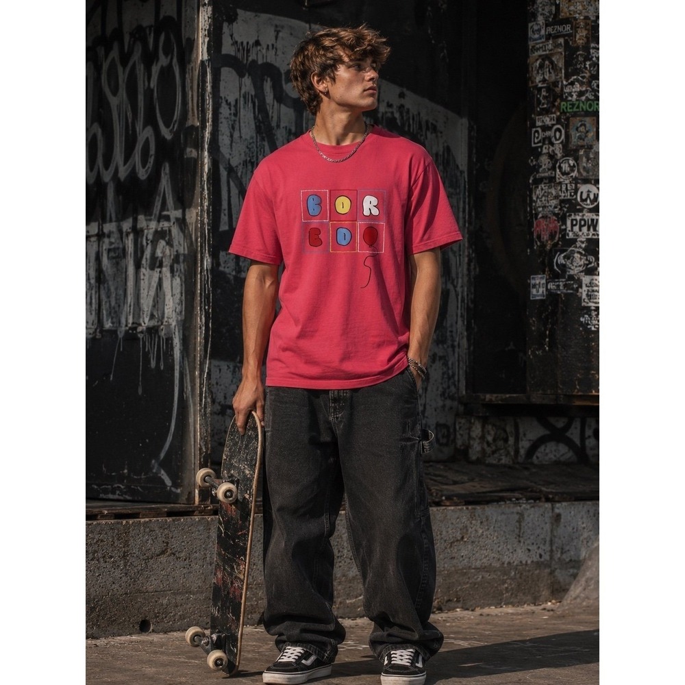 Teenage (Vintage 90s) Graphic Tee, BORED w/ clowns & Balloons